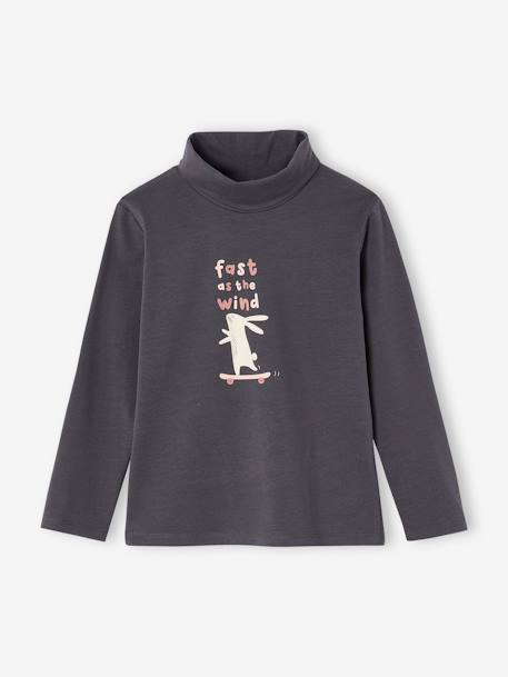 Lot de 3 T-shirts col roulé Basics fille anthracite+beige poudré+lot rose poudré+vert de gris 