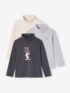 Fille-T-shirt, sous-pull-Lot de 3 T-shirts col roulé Basics fille