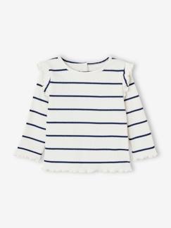 Bébé-T-shirt, sous-pull-T-shirt en côtes manches volantées bébé fille