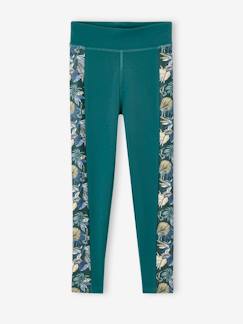 Fille-Vêtements de sport-Legging sport matière technique fille bandes côtés fleurs exotiques