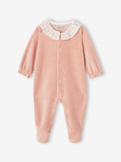 Baby-Strampler, Pyjama, Overall-Mädchen Baby Samtstrampler mit breitem Kragen, personalisierbar