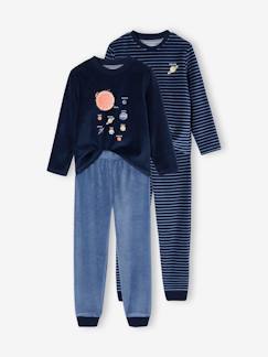 Junge-Pyjama, Overall-2er-Pack Jungen Samt-Schlafanzüge mit Weltraum-Print Oeko-Tex