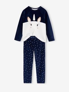 Mädchen-Pyjama, Overall-Mädchen Samt-Schlafanzug mit Einhorn Oeko-Tex