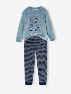 Junge-Pyjama, Overall-Jungen Samt-Schlafanzug mit witzigem Tierprint Oeko-Tex