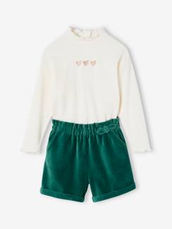 Fille-Short-Ensemble T-shirt + short en velours fille