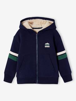 Junge-Jungen Kapuzensweatjacke mit Teddyfleece-Futter