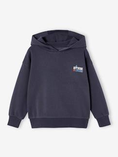 Junge-Pullover, Strickjacke, Sweatshirt-Sweatshirt-Jungen Kapuzensweatshirt mit Print, Recycling-Polyester Basic