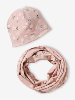 Fille-Ensemble fleuri fille bonnet + snood