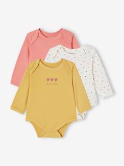 Baby-Body-Bio-Kollektion: 3er-Pack Baby Langarmbodys in Schlupfform, Herzen