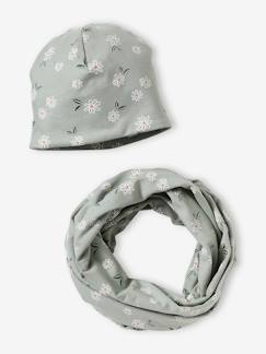 Fille-Accessoires-Ensemble fleuri fille bonnet + snood