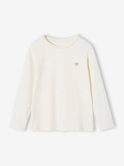 Fille-T-shirt, sous-pull-T-shirt Basics coeur pailleté manches longues fille