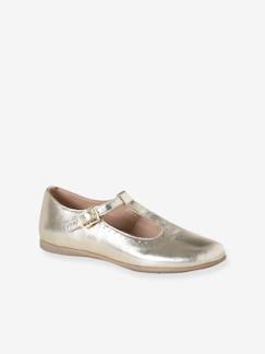 Schuhe-Mädchen Leder-Ballerinas in Metallic-Optik