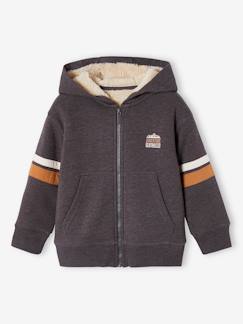 Junge-Jungen Kapuzensweatjacke mit Teddyfleece-Futter