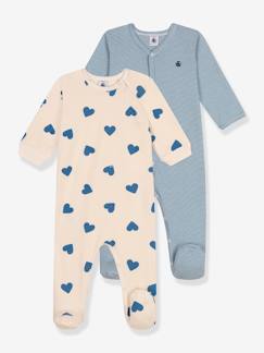 Baby-Strampler, Pyjama, Overall-2er-Pack Baby Strampler mit Herzen & Streifen PETIT BATEAU