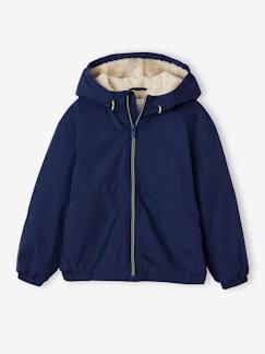 Junge-Mantel, Jacke-Jungen Anorak mit Teddyfleece-Futter