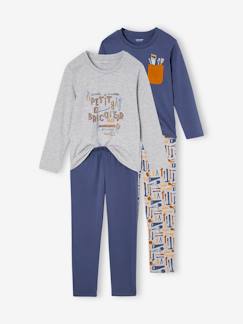 Junge-Pyjama, Overall-2er-Pack lange Jungen Schlafanzüge mit Werkzeug-Print Oeko-Tex