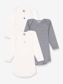 Baby-3er-Pack Baby Langarm-Bodys PETIT BATEAU aus Bio-Baumwolle, Oeko-Tex