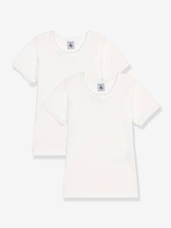 Mädchen-T-Shirt, Unterziehpulli-2er-Pack gerippte Kinder T-Shirts PETIT BATEAU