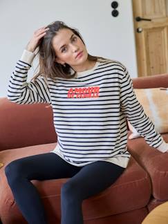 Vêtements de grossesse-Sweat style marinière "amour de famille" grossesse