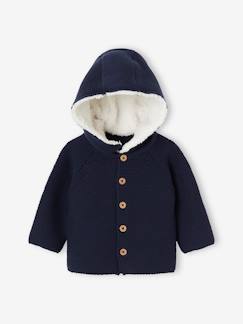 Baby-Baby Strickjacke, Kapuze mit Teddyfleece-Futter