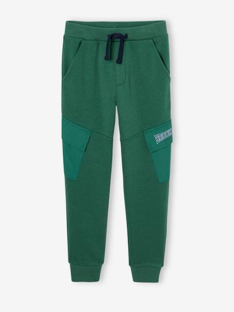 Pantalon jogging avec poches à rabat sport garçon bleu nuit+vert 