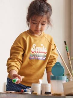 Mädchen-Pullover, Strickjacke, Sweatshirt-Sweatshirt-Mädchen Sweatshirt mit Frottee-Schriftzug SMILE