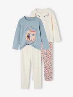 Mädchen-Pyjama, Overall-2er-Pack lange Mädchen Schlafanzüge mit Boho-Print Oeko-Tex