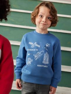 Junge-Pullover, Strickjacke, Sweatshirt-Jungen Sweatshirt mit Print, Recycling-Polyester Basic