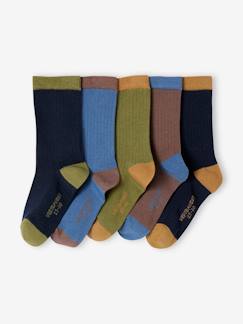 Junge-5er-Pack zweifarbige Jungen Socken aus Ripp