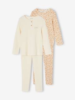 Mädchen-Pyjama, Overall-2er-Pack Mädchen Schlafanzüge aus Ripp