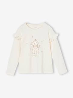 Fille-T-shirt, sous-pull-T-shirt-T-shirt de Noël lapin détails pailletés fille