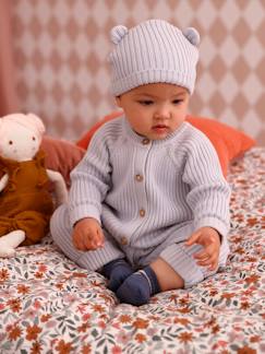 Baby-Set-Baby-Set: gerippter Strickoverall & Mütze mit Ohren