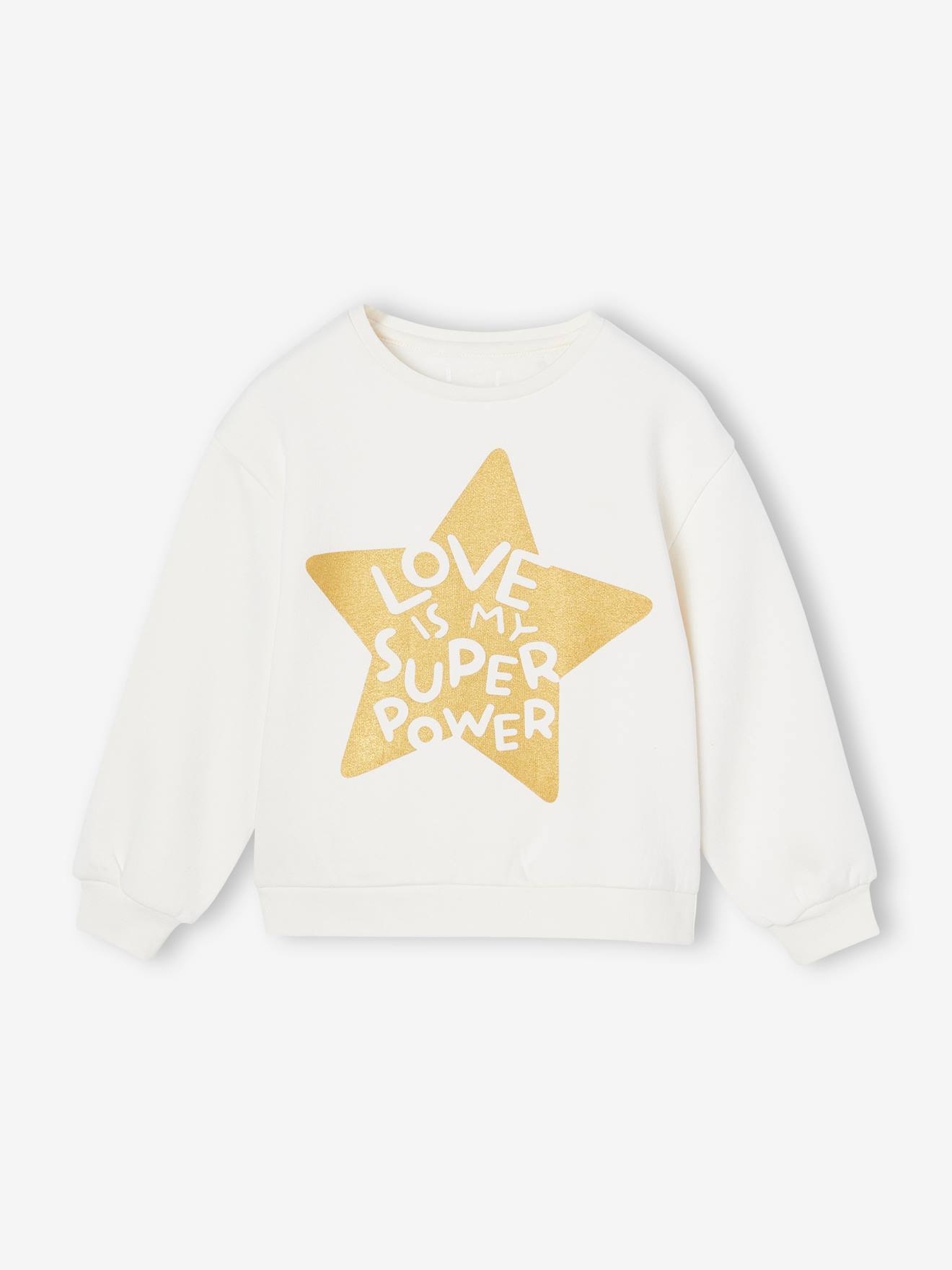 Sweat Fille Vertbaudet Motif Placé - 80% Coton - Manches Longues Bleu Ciel Taille 8A