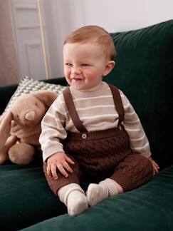 Baby-Set-Baby-Set: gestreifter Pullover & Strickhose mit Trägern Oeko-Tex