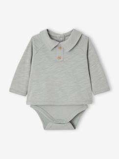 Baby-Baby Shirtbody mit langen Ärmeln und Zierknöpfen Oeko-Tex