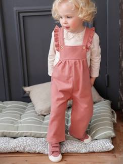 Baby-Latzhose, Overall-Mädchen Baby Sweat-Latzhose mit Rüschen, Bio-Baumwolle