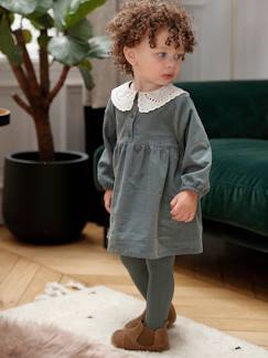 Baby-Kleid, Rock-Mädchen Baby Kleid aus Cordsamt mit besticktem Kragen