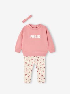 Bébé-Ensemble-Ensemble sweat + legging + bandeau personnalisable bébé fille