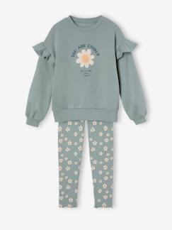 Mädchen-Set-Mädchen-Set: Sweatshirt mit Volants & Leggings, mit Recycling-Polyester