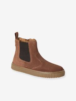 Schuhe-Kinder Chelsea-Boots aus Leder mit Reissverschluss