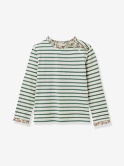 Fille-T-shirt, sous-pull-T-shirt-Tee-shirt marinière fille en tissu liberty - coton biologique -CYRILLUS