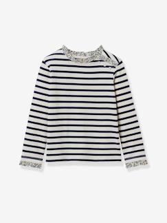 Fille-T-shirt, sous-pull-T-shirt-Tee-shirt marinière fille en tissu liberty - coton biologique -CYRILLUS