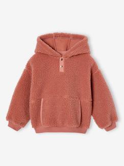 Fille-Pull, gilet, sweat-Sweat-Sweat à capuche en sherpa fille