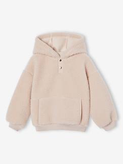 Fille-Pull, gilet, sweat-Sweat à capuche en sherpa fille