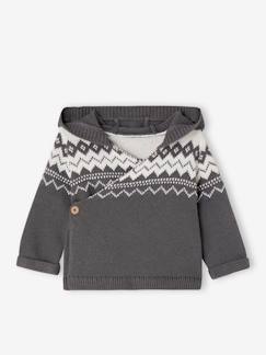 Bébé-Pull, gilet, sweat-Cardigan à capuche en maille jacquard bébé