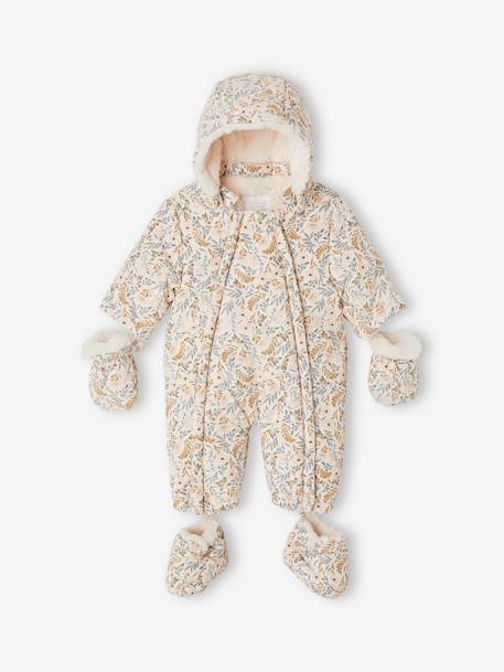 Baby Winter-Overall mit abnehmbaren Fäustlingen, Recycling-Material wollweiß 