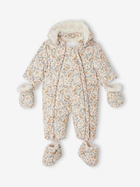 Baby Winter-Overall mit abnehmbaren Fäustlingen, Recycling-Material wollweiß 