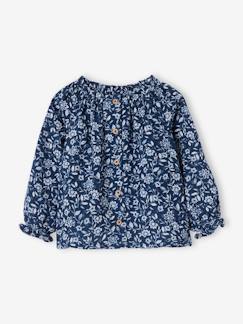 Bébé-Chemise, blouse-Blouse à fleurs en gaze de coton bébé fille