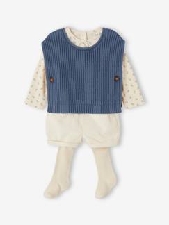 Baby-Mädchen Baby-Set: Shirt, Shorts, Pullunder & Strumpfhose