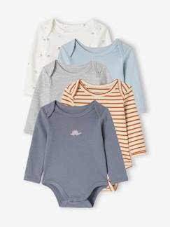 Baby-Body-5er-Pack Baby Langarm-Bodys mit Dinos in Schlupfform, Bio-Baumwolle